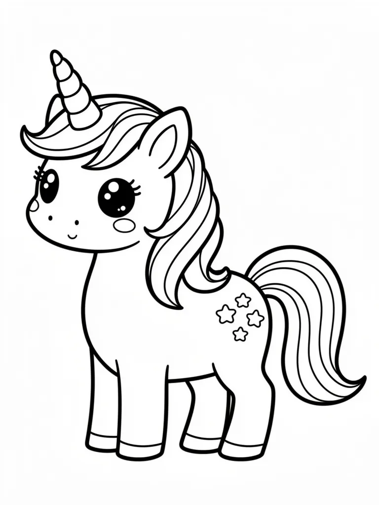 Coloriage licornes kawaii à imprimer