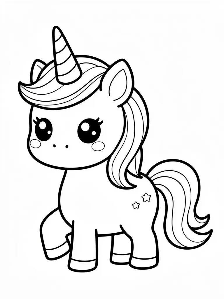 Coloriage licornes kawaii à imprimer