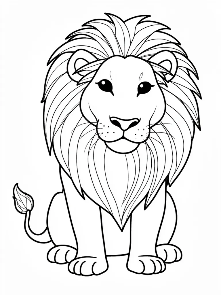 Coloriage Lion avec une crinière à imprimer