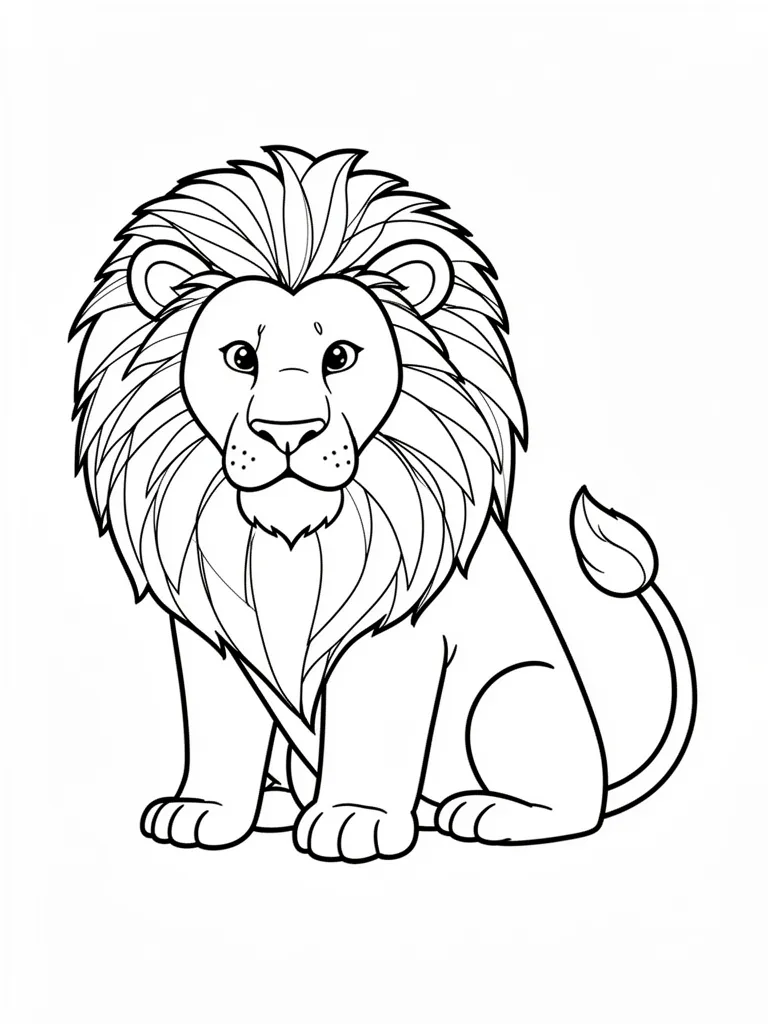 Coloriage Lion avec une crinière détaillé à imprimer