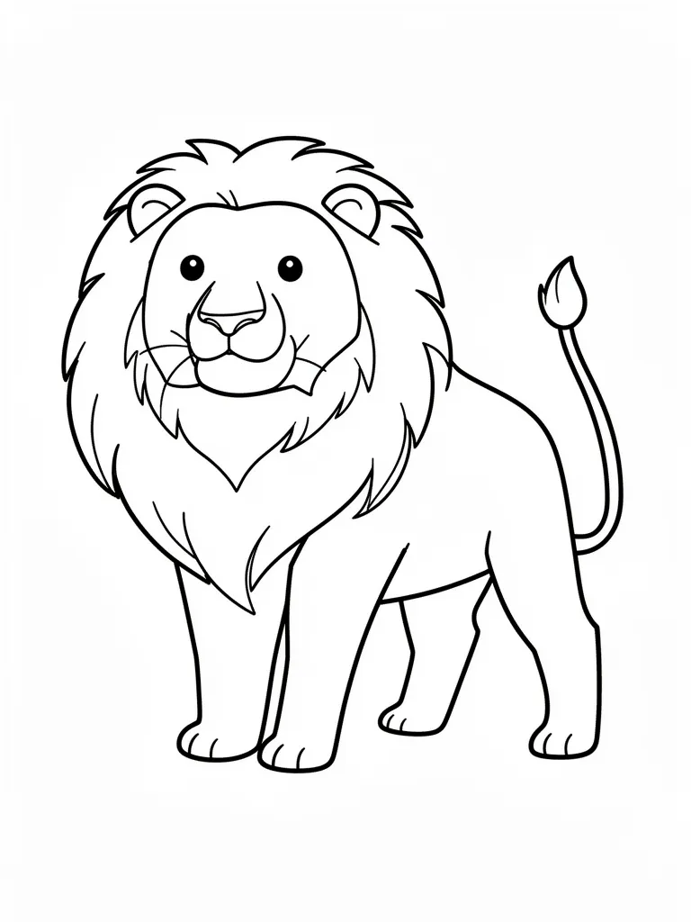 Coloriage Lion avec une crinière facile à imprimer