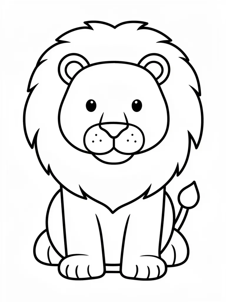 Coloriage Lion avec une crinière pour maternelle à imprimer