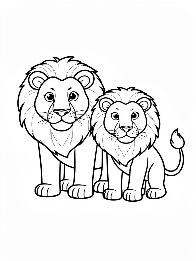 Coloriage Lion en famille à imprimer