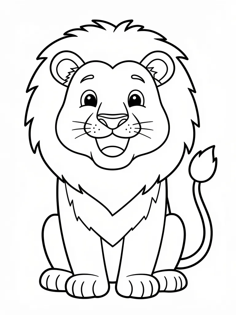 Coloriage Lion heureux à imprimer
