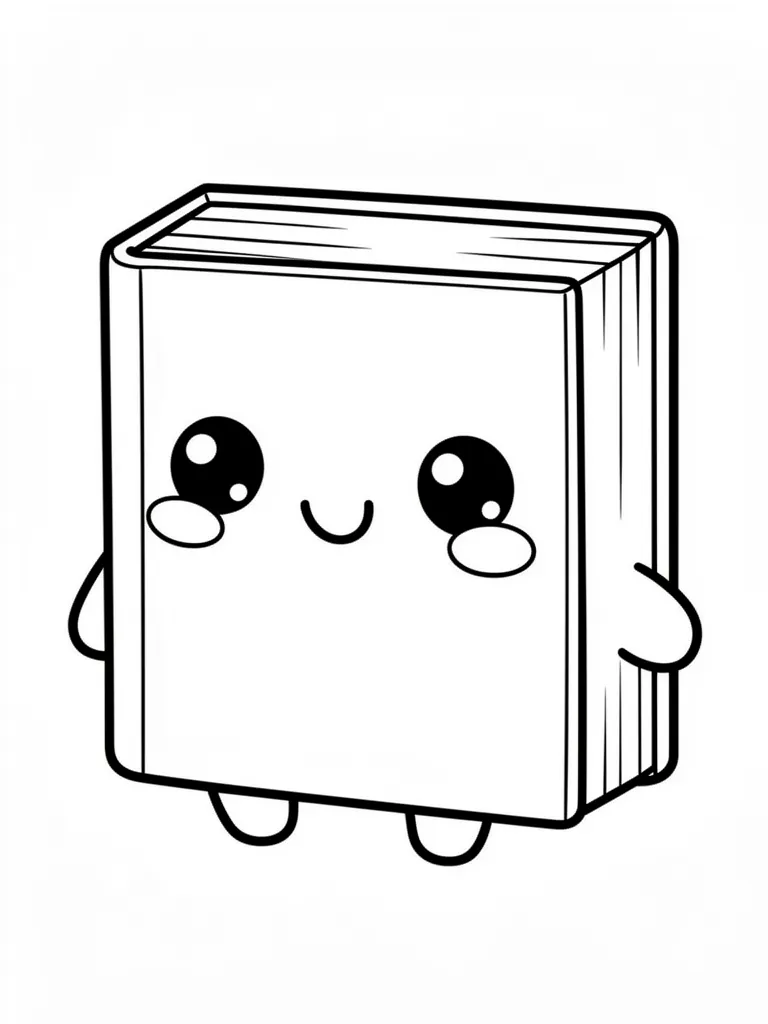 Coloriage Livre qui sourit kawaii – coloriage à imprimer gratuit
