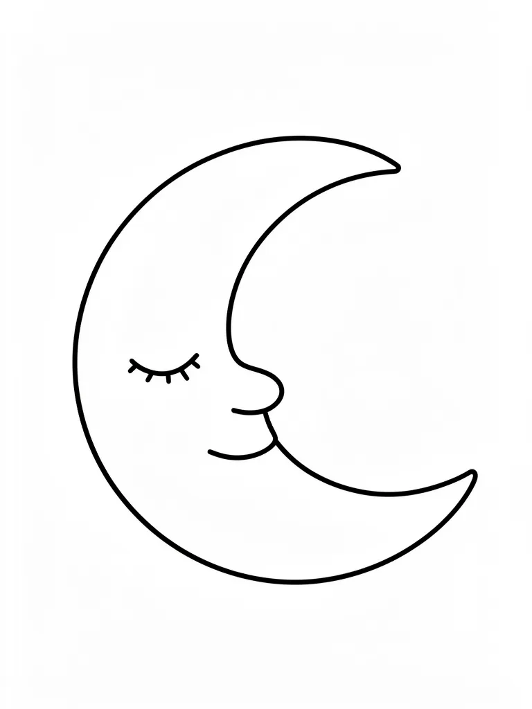 Coloriage Lune endormie facile – coloriage à imprimer gratuit