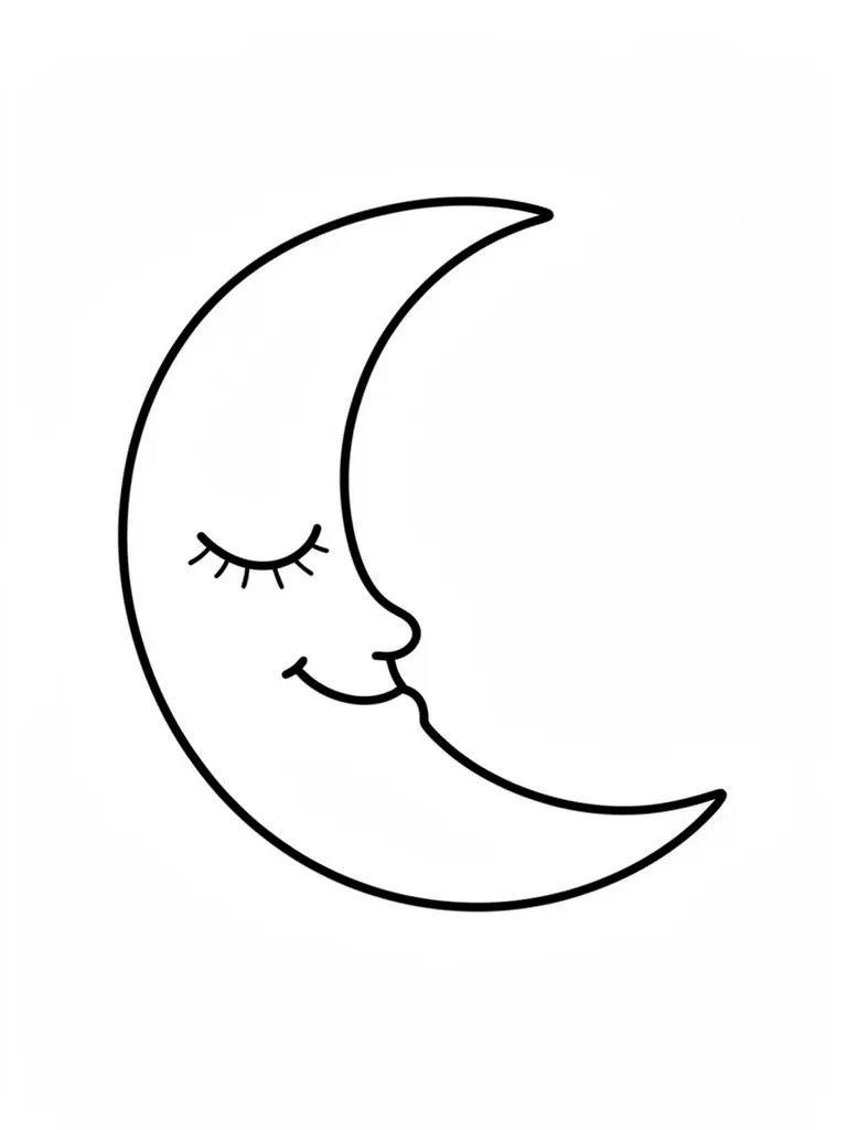 Coloriage Lune endormie pour maternelle – coloriage à imprimer gratuit