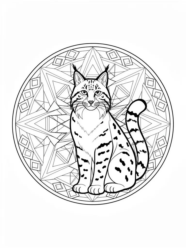 Coloriage lynx mandala à imprimer