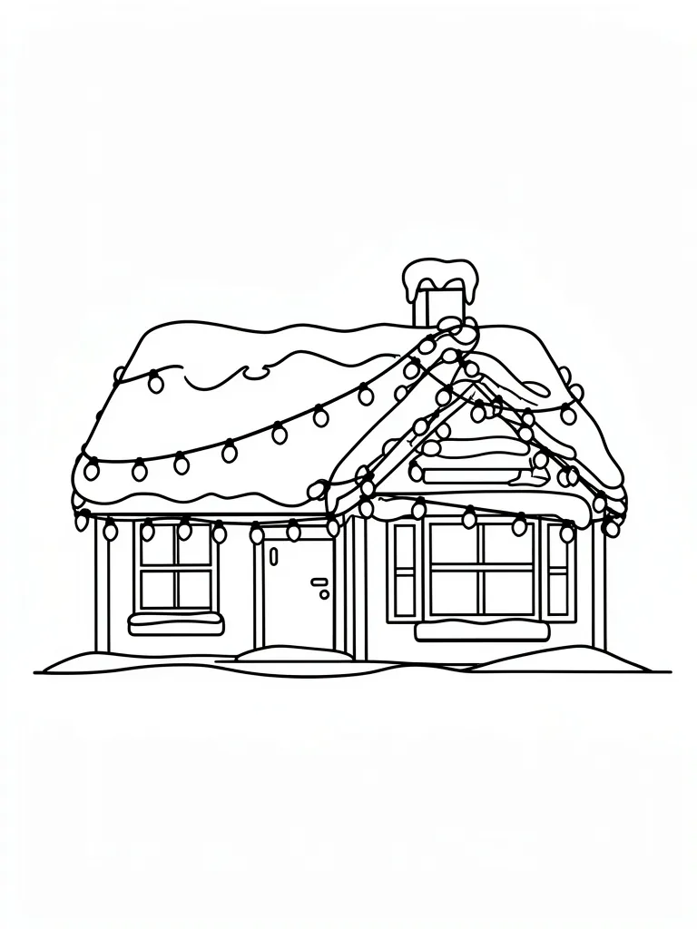 Coloriage Maison sous la neige à imprimer