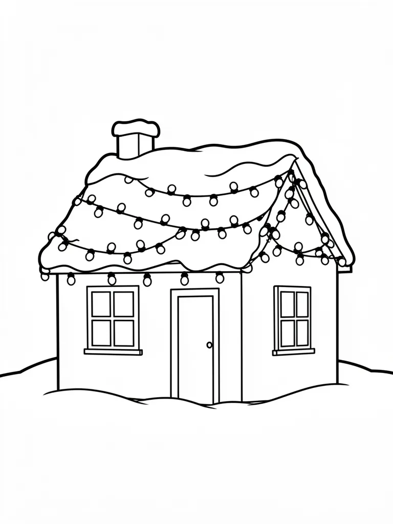Coloriage Maison sous la neige facile à imprimer
