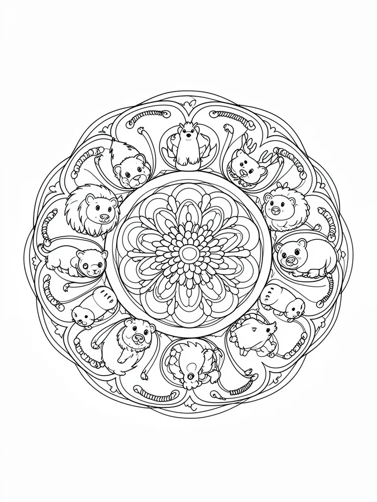 Coloriage mandala animaux à imprimer