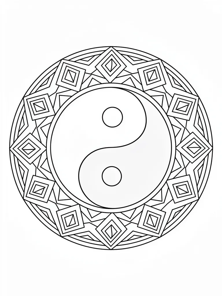 Coloriage mandala yin yang – coloriage à imprimer gratuit