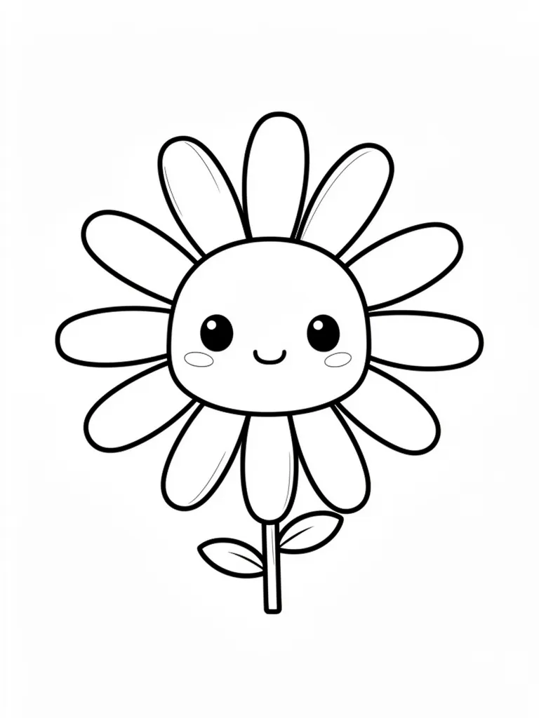 Coloriage Marguerite simple kawaii à imprimer