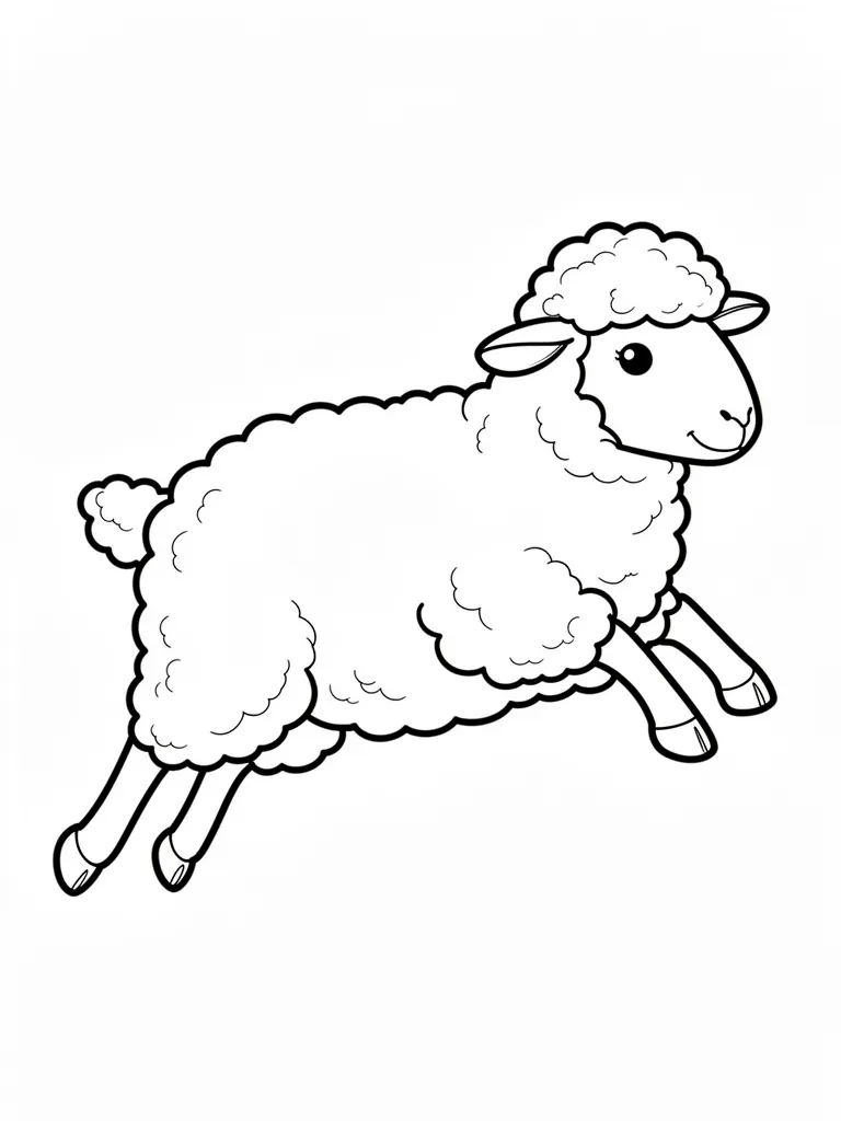 Coloriage Mouton qui saute détaillé à imprimer