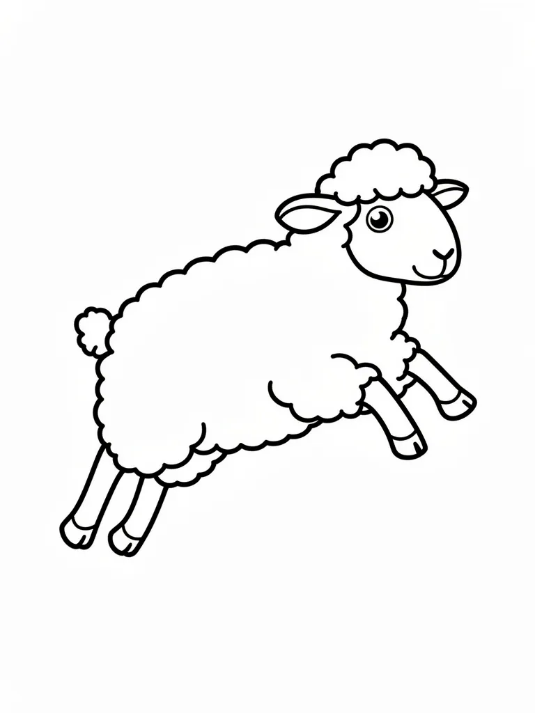 Coloriage Mouton qui saute facile à imprimer