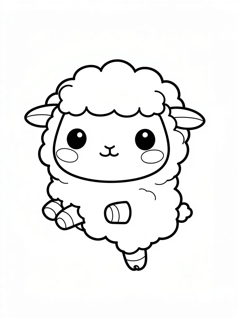 Coloriage Mouton qui saute kawaii à imprimer