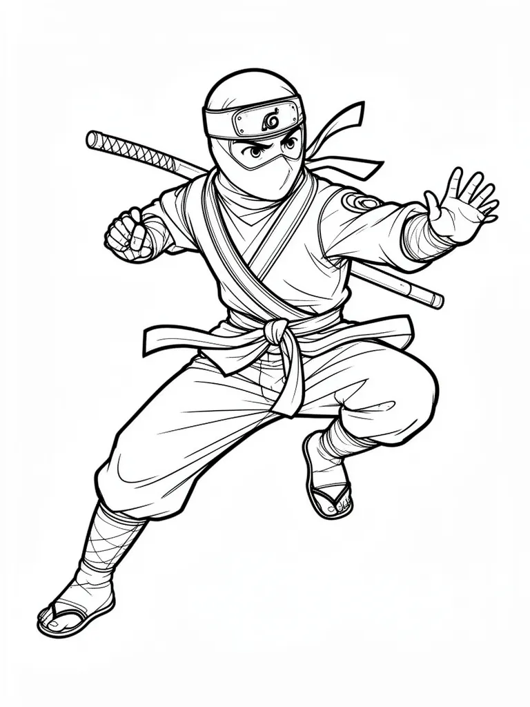 Coloriage Ninja en action détaillé à imprimer