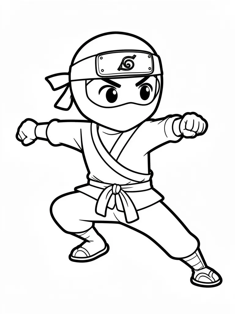 Coloriage Ninja en action facile à imprimer
