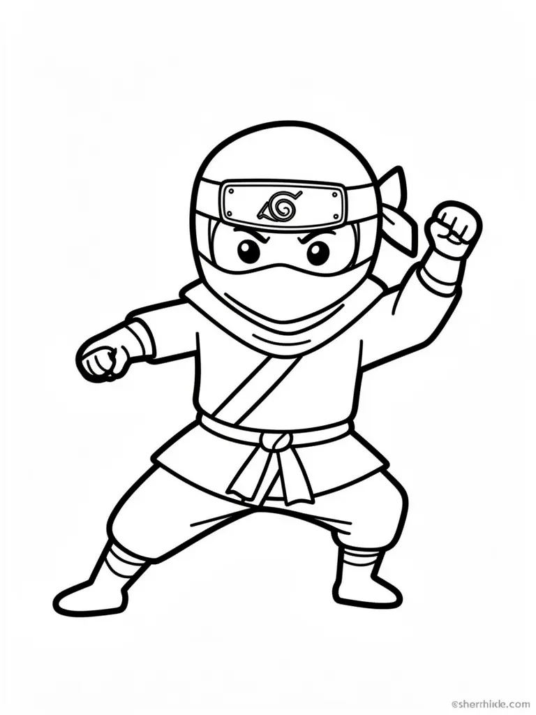 Coloriage Ninja en action pour maternelle à imprimer