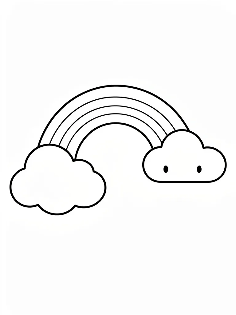Coloriage Nuage avec un arc-en-ciel – coloriage à imprimer gratuit