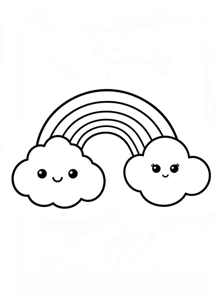 Coloriage Nuage avec un arc-en-ciel détaillé à imprimer
