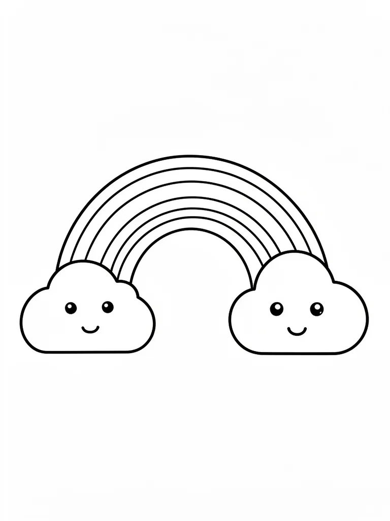 Coloriage Nuage avec un arc-en-ciel facile à imprimer
