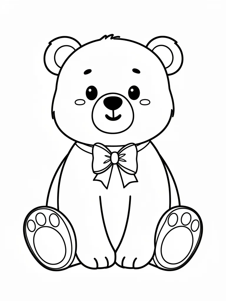 Coloriage Ours bébé ours avec un nœud – coloriage à imprimer gratuit