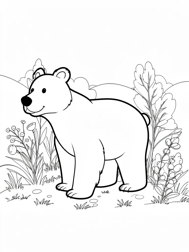Coloriage Ours dans la nature à imprimer