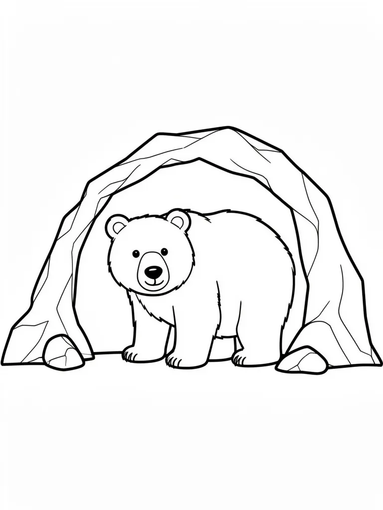 Coloriage Ours dans une grotte – coloriage à imprimer gratuit