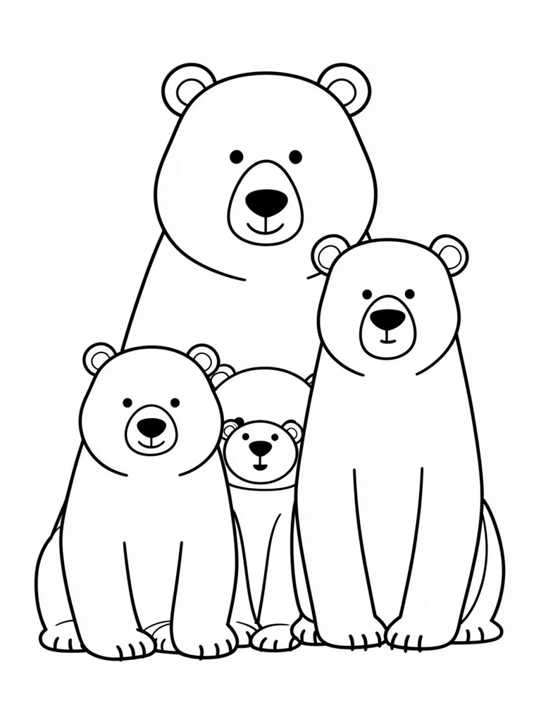 Coloriage Ours en famille à imprimer