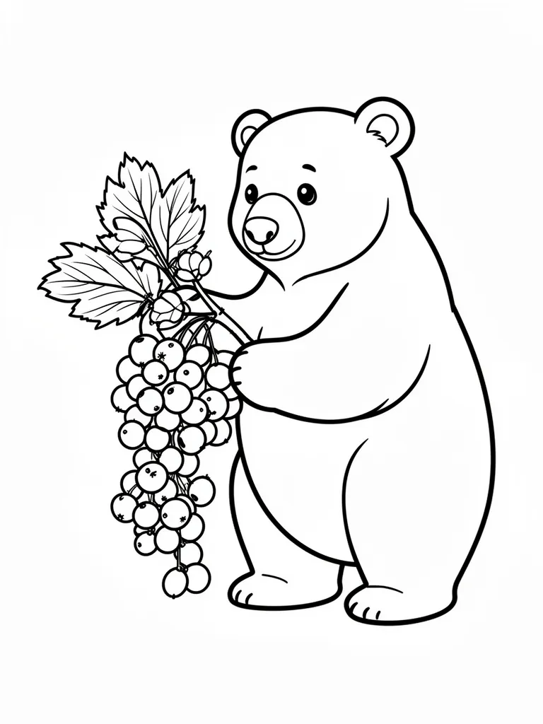 Coloriage Ours qui cueille des fruits – coloriage à imprimer gratuit