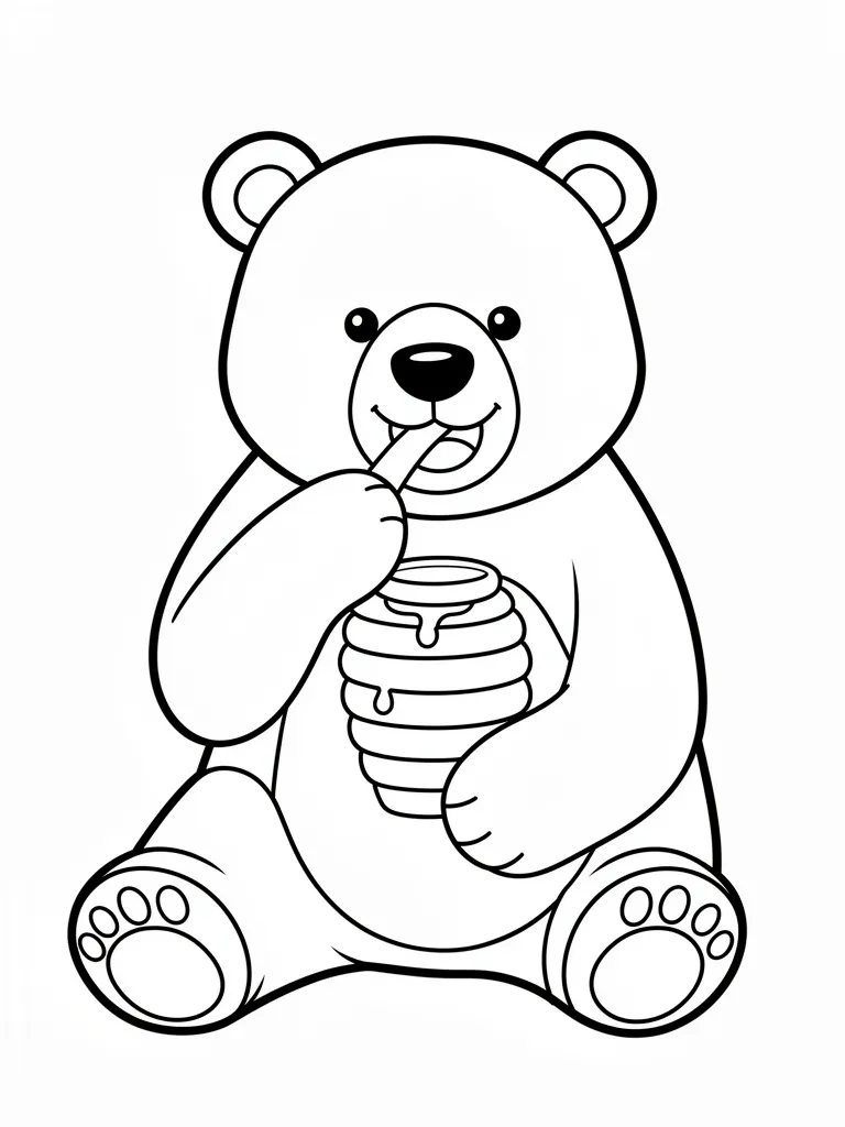 Coloriage Ours qui mange du miel – coloriage à imprimer gratuit