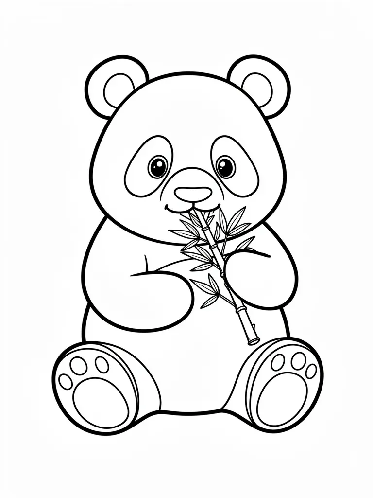 Coloriage Panda qui mange du bambou à imprimer