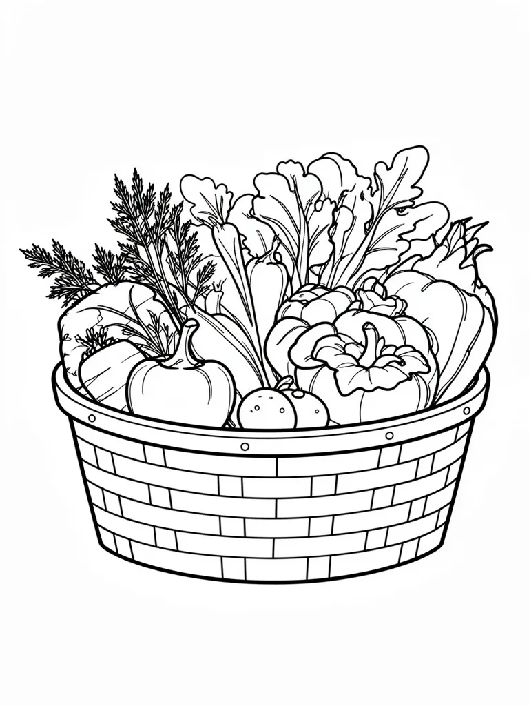 Coloriage Panier de légumes à imprimer