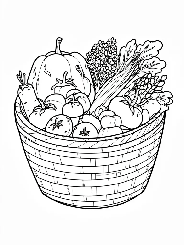 Coloriage Panier de légumes détaillé – coloriage à imprimer gratuit