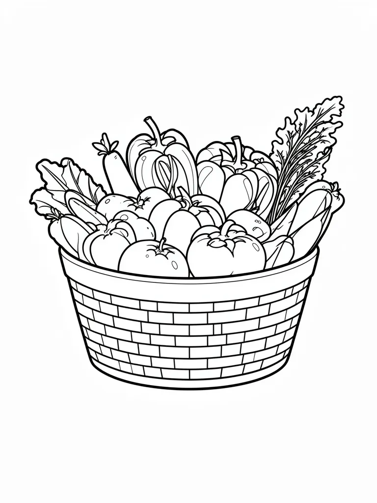 Coloriage Panier de légumes facile – coloriage à imprimer gratuit