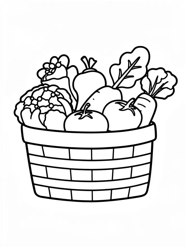 Coloriage Panier de légumes pour maternelle – coloriage à imprimer gratuit