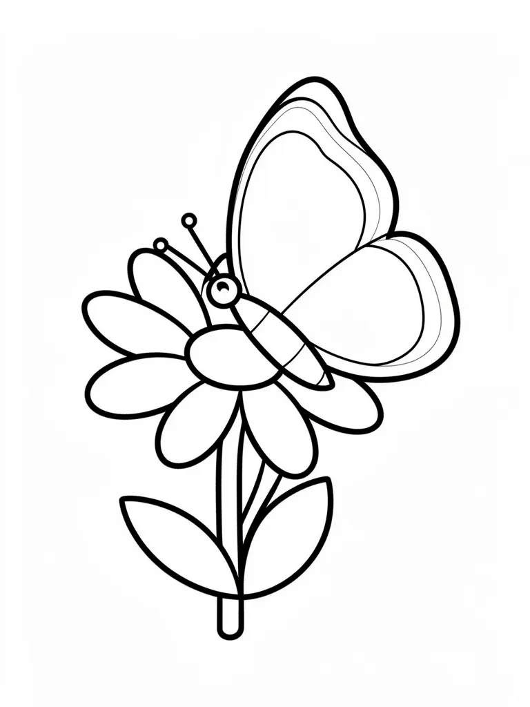 Coloriage Papillon sur une fleur pour maternelle – coloriage à imprimer gratuit