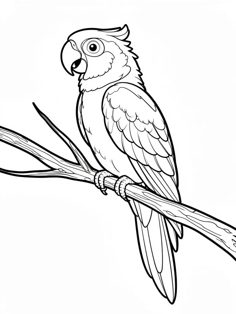 Coloriage Perroquet sur une branche à imprimer