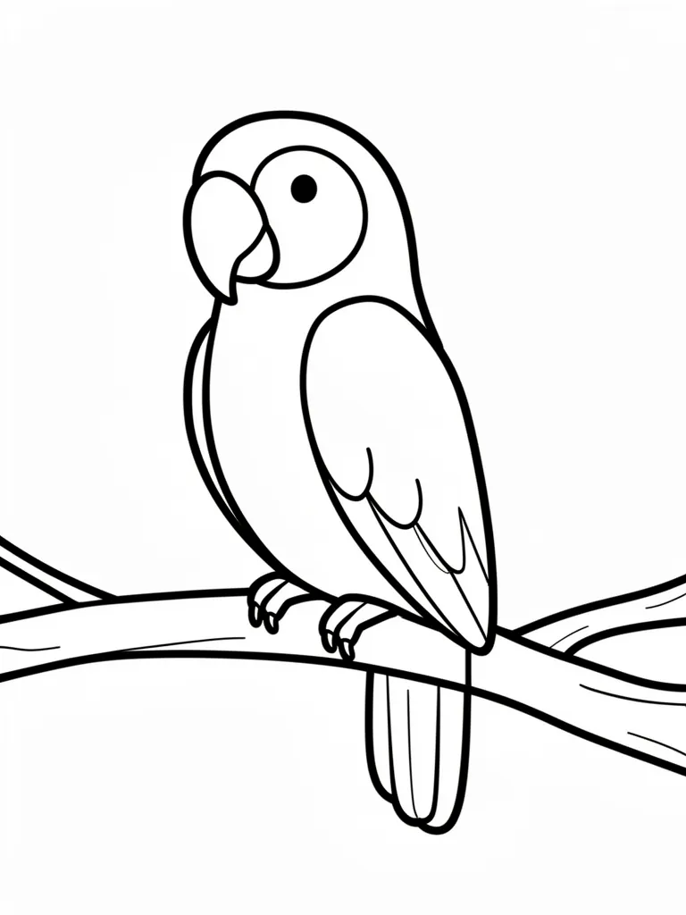 Coloriage Perroquet sur une branche pour maternelle à imprimer