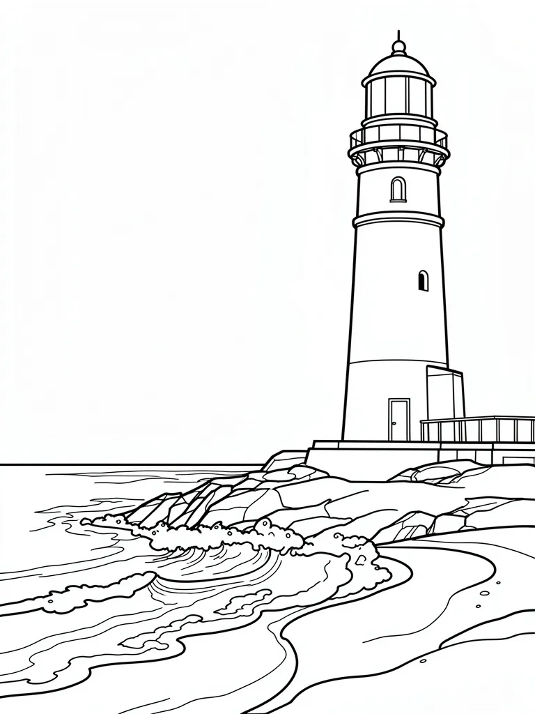 Coloriage Phare au bord de l’eau – coloriage à imprimer gratuit