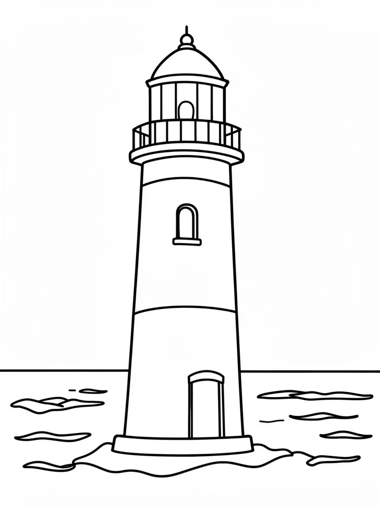 Coloriage Phare au bord de l’eau pour maternelle à imprimer