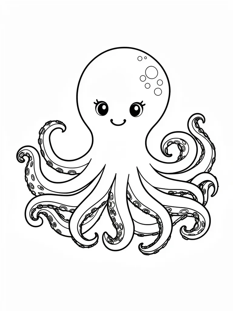 Coloriage Pieuvre amicale détaillé à imprimer