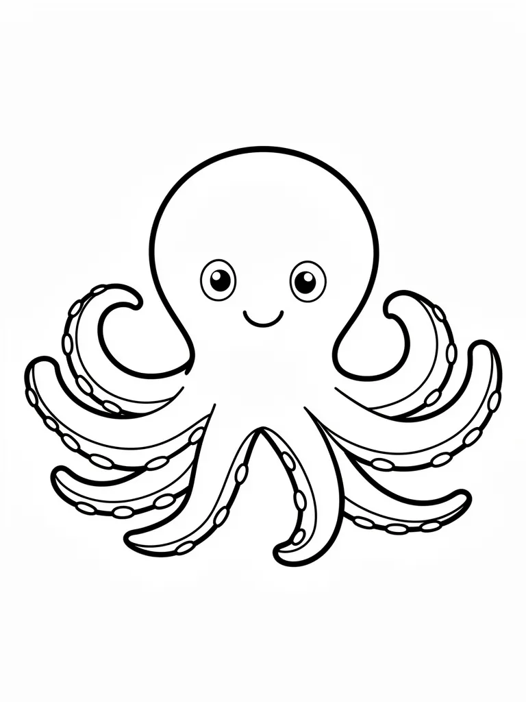 Coloriage Pieuvre amicale facile à imprimer