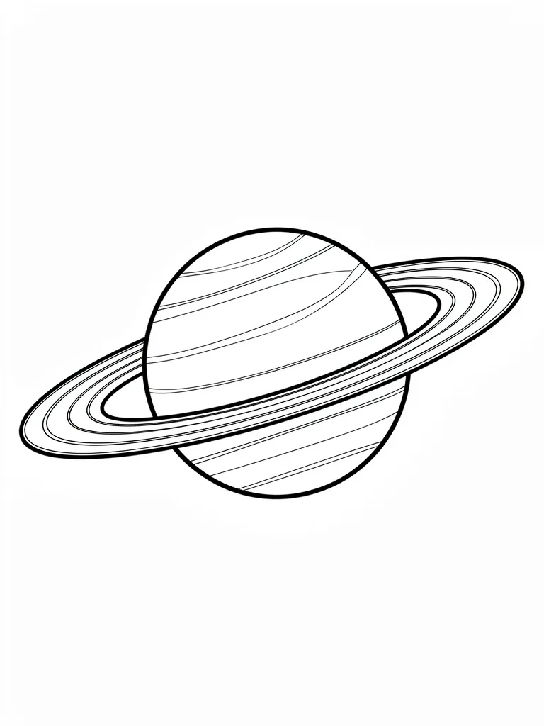 Coloriage Planète avec des anneaux détaillé à imprimer