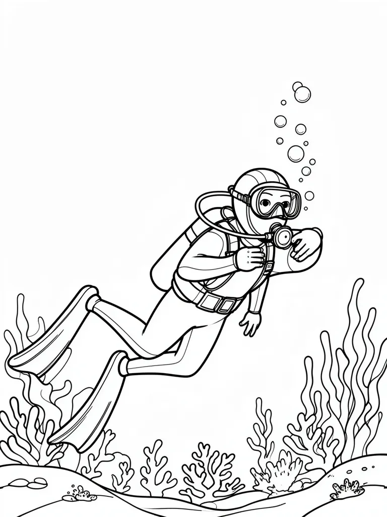 Coloriage Plongeur sous l’eau – coloriage à imprimer gratuit