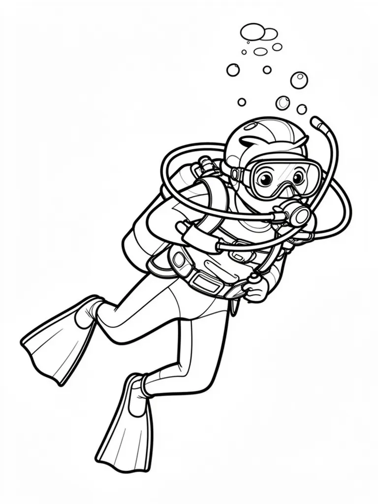 Coloriage Plongeur sous l’eau détaillé – coloriage à imprimer gratuit