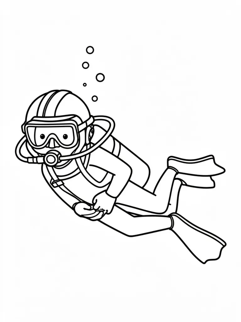 Coloriage Plongeur sous l’eau facile – coloriage à imprimer gratuit