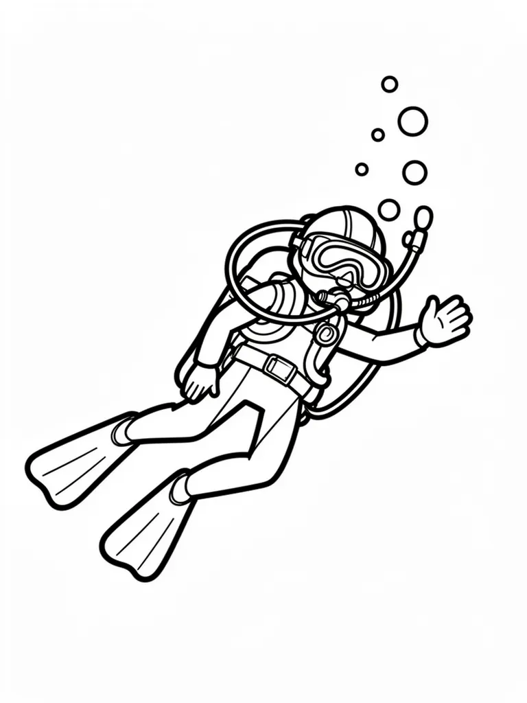 Coloriage Plongeur sous l’eau pour maternelle – coloriage à imprimer gratuit