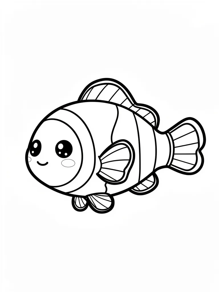 Coloriage Poisson clown kawaii à imprimer